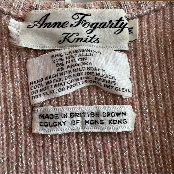 VTG Anne Fogarty Knits Pink Silver Metallic Sleeveless Maxi Sweater Dress Medium - Picture 3 of 7